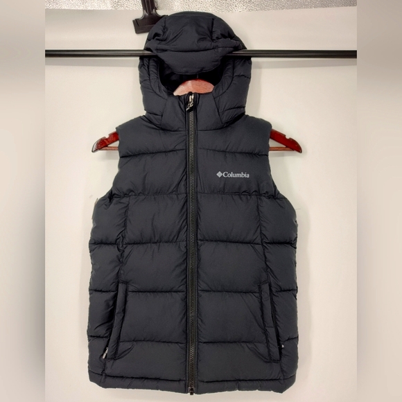 Columbia Other - Columbia Omni-Heat Black Hooded Puffer Vest Youth Size Medium 10/12